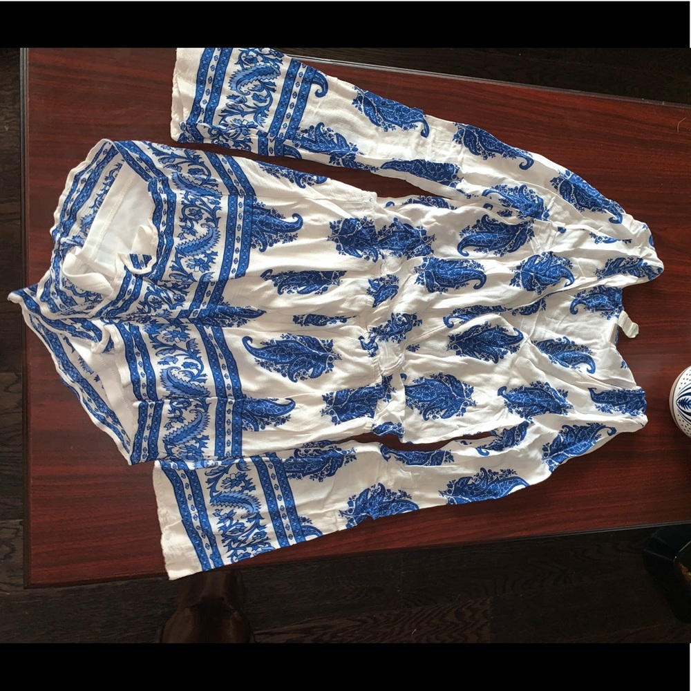 Beach White & Blue Romper